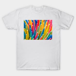 Colorful Macro Wooden Toothpicks Abstract Photography T-Shirt